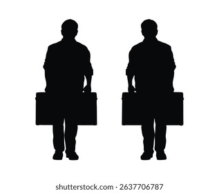 Silhouette of Two Men Carrying Boxes Delivery, Moving, Teamwork, Transportation, and Logistics Concept Illustration	