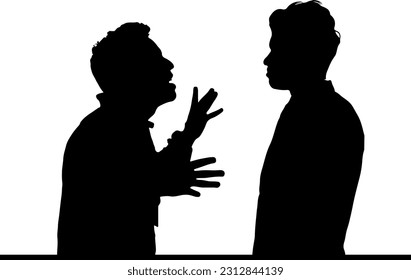 "Silhouette de dos hombres envueltos en una discusión: Disputa Intensa"
"Argumento Silhouette: Dos hombres enojados en acalorado debate"
"Vector de silueta de dos hombres argumentando: Intenso conflicto verbal"