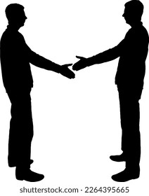 Silhouette two men intend to shake hands. Business concept of business relations. Vector Silhouette