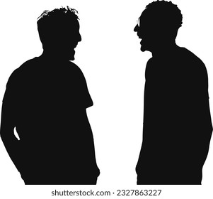 silhouette of two men laughing, friendship concept