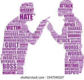 silhouette of two men on a dispute vector tag cloud illustration