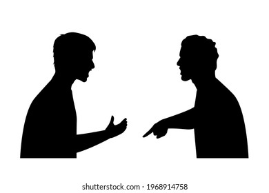 Silhouette Two Men Quarrel Angry Man Stock Vector (Royalty Free ...