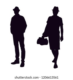 Silhouette of two men. Vector illustration.