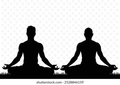 Uma silhueta de dois homens em Yoga Pose