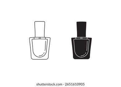 Silhueta de duas garrafas de esmalte de unha. Adequado para manicura, produto de beleza ou temas de cuidados com as unhas.