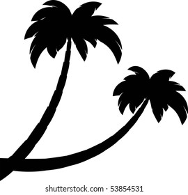 Silhouette of two palms