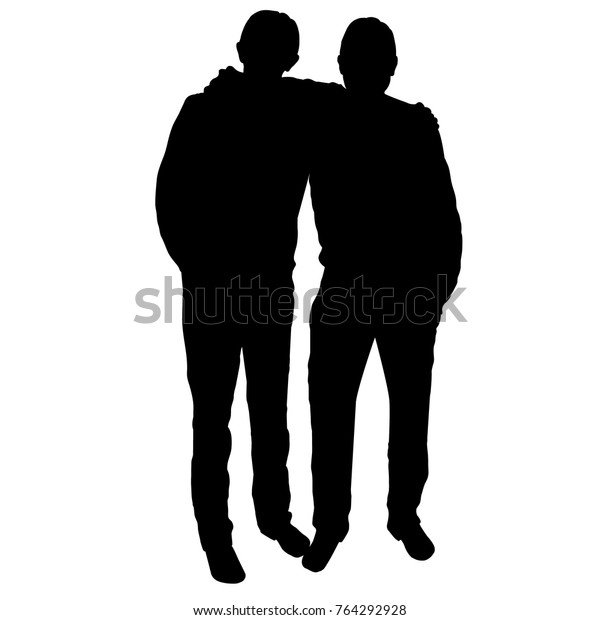 シルエット 2人の黒い輪郭 抱擁 兄弟 抱き合う友人 友人 兄弟 のベクター画像素材 ロイヤリティフリー