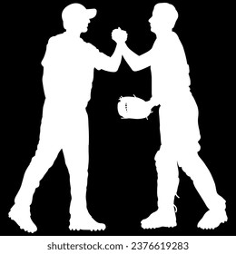 silhouette of two person shaking hands