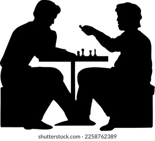 silueta de dos personas jugando al ajedrez