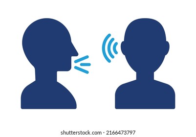 Silhouette of two persons talking and listening. Vector icon illustration concept.