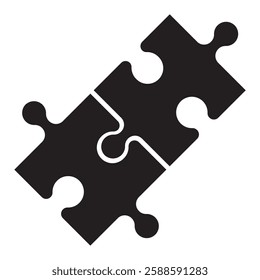 Silhouette of two pieces of jigsaw puzzle interlinked, element for webdesign, apps or logo