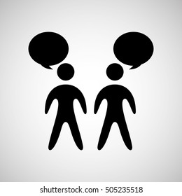 silhouette two prson bubble specch design graphic vector illustration