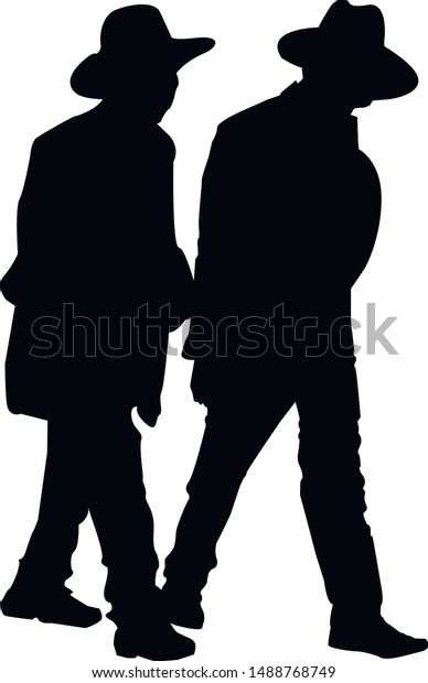 Silhouette Two Religious Jews Katan Tzitzit Stock Vector (Royalty Free ...