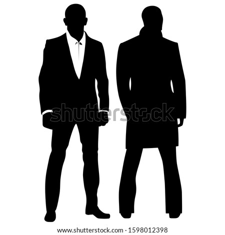 
Silhouette of two secret agent detective