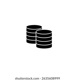 silhouette of two stacked databases on white background