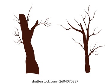 silhouette of two tree branches  illustration vector isolated