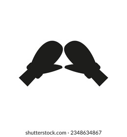 La silueta de dos mimos de invierno con las manos. Icono del vector.