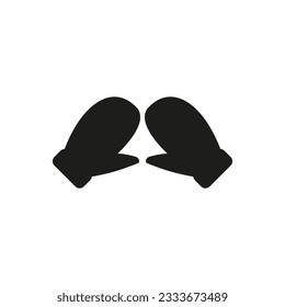 Silhouette de dos mitones de invierno. Icono del vector.