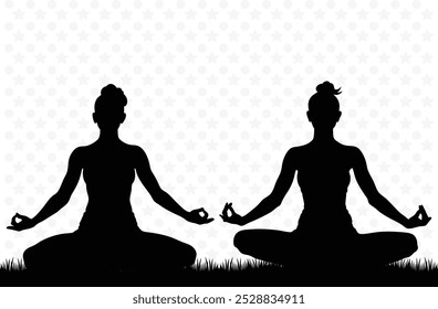 Silhouette of two woman in Yoga Pose