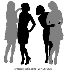 Silhouette Of Two Young Women