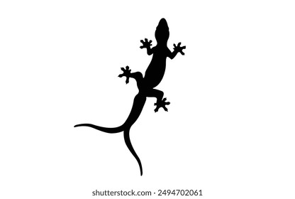 Silhouette of a two-tailed house lizard For reptile design. Vector