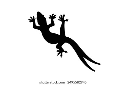 Silhouette of a two-tailed house lizard For reptile design. Vector