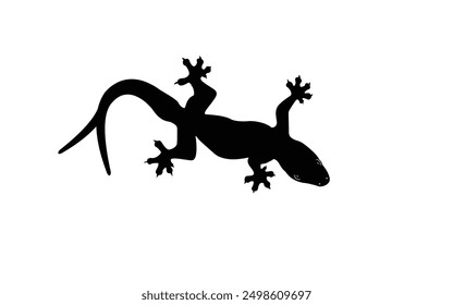 Silhouette of a two-tailed house lizard For reptile design. Vector