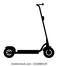 Silhouette of a typical e type scooter in black silhouette on a white background