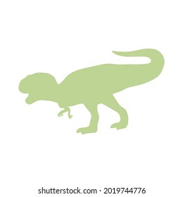 Silhouette of Tyrannosaurus rex dinosaur. Large extinct ancient carnivorous reptile, Jurassic. Print or card. Colorful vector isolated illustration hand drawn. White background. Gray dino