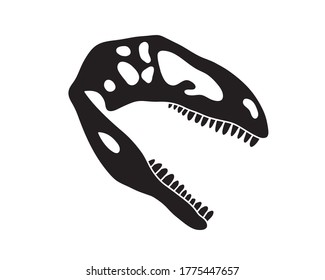 Silhouette of a tyrannosaurus skull in isolate on a white background. Vector illustration.