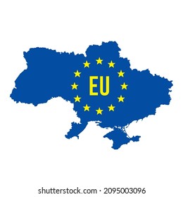 Silhouette der Ukraine Landkarte mit Ehrenflagge. Politisches oder geographisches Gestaltungselement, Vektorgrafik