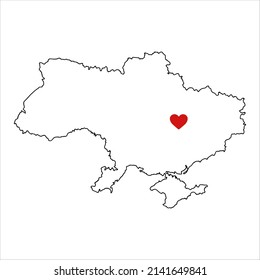 Silhouette of Ukraine country map. Highly detailed editable gray map of Ukraine territory borders with Crimea. Political or geographical design element vector illustration on white background