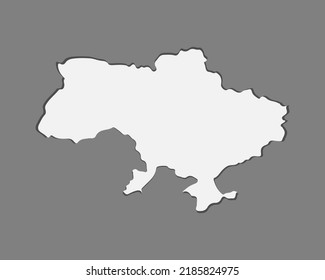 Silhouette of Ukraine country map. Highly detailed editable gray map of Ukraine territory borders with Crimea. Political or geographical design element vector illustration on white background