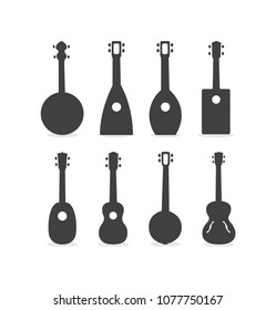 Silhouette Of Ukulele Guitars Vector