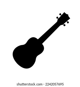 Silhouette of ukulele icon isolated on white background. vector logo of a guitar. black and white illustration of classical music instruments.