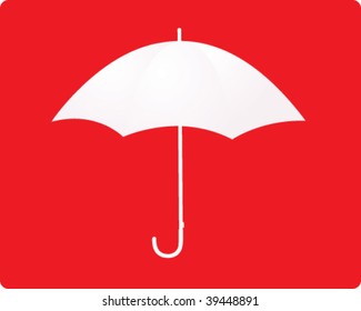 Silhouette Of Umbrella On White
