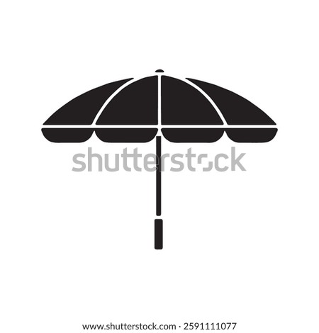 Silhouette umbrella and sea bench vector art.