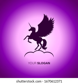 Silhouette unicorn with colorful gradient abstract background for logo design ideas