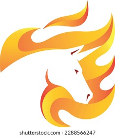Silhouette of Unicorn with Its Mane Shaped like Fire