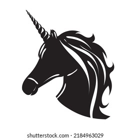 Silhouette Unicorn Portrait Black On White Stock Vector (Royalty Free ...