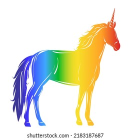 Silhouette Unicorn Rainbow On White Background Stock Vector (Royalty ...