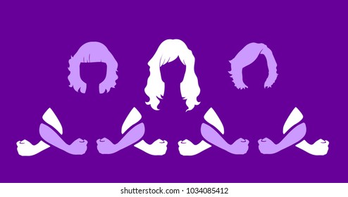 Silhouette Of United Women, Vector