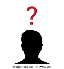 The silhouette of an unknown man up to his chest on a white background. Portrait of a man. Stranger.