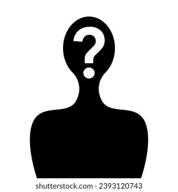 Silhouette of Unknown person with face hidden, covered and masked. Mysterious strange man, anonymous character.  vector illustration isolated on white background 