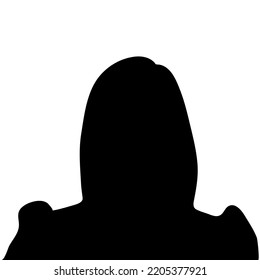 Silhouette of an unknown young woman on a white background