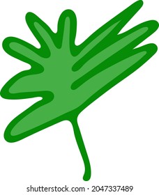 Silhouette of unsual leaf in doodle style.