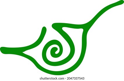 Silhouette of unsual leaf in doodle style.