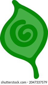 Silhouette of unsual leaf in doodle style.
