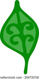 Silhouette of unsual leaf in doodle style.