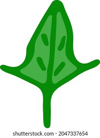 Silhouette of unsual leaf in doodle style.